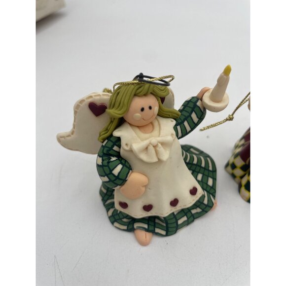 Set Of 5 Handmade Clay Holiday Ornaments With Snowman & Angel Designs Includes G - Picture 11 of 15